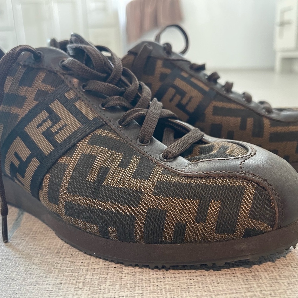 Fendi Men's Canvas & Leather Low Top Sneakers